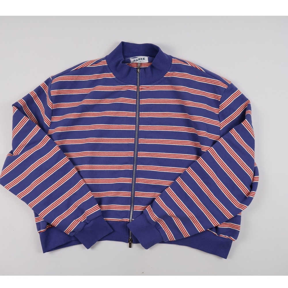 Parke Zip Up Sweatshirt Striped Blue Red L/XL NEW